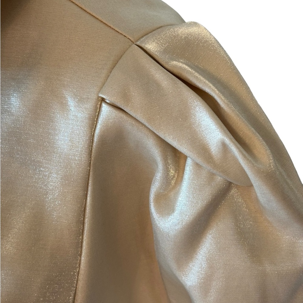 Cream Metallic Sheen Belted Jacket - Picture 12 of 15